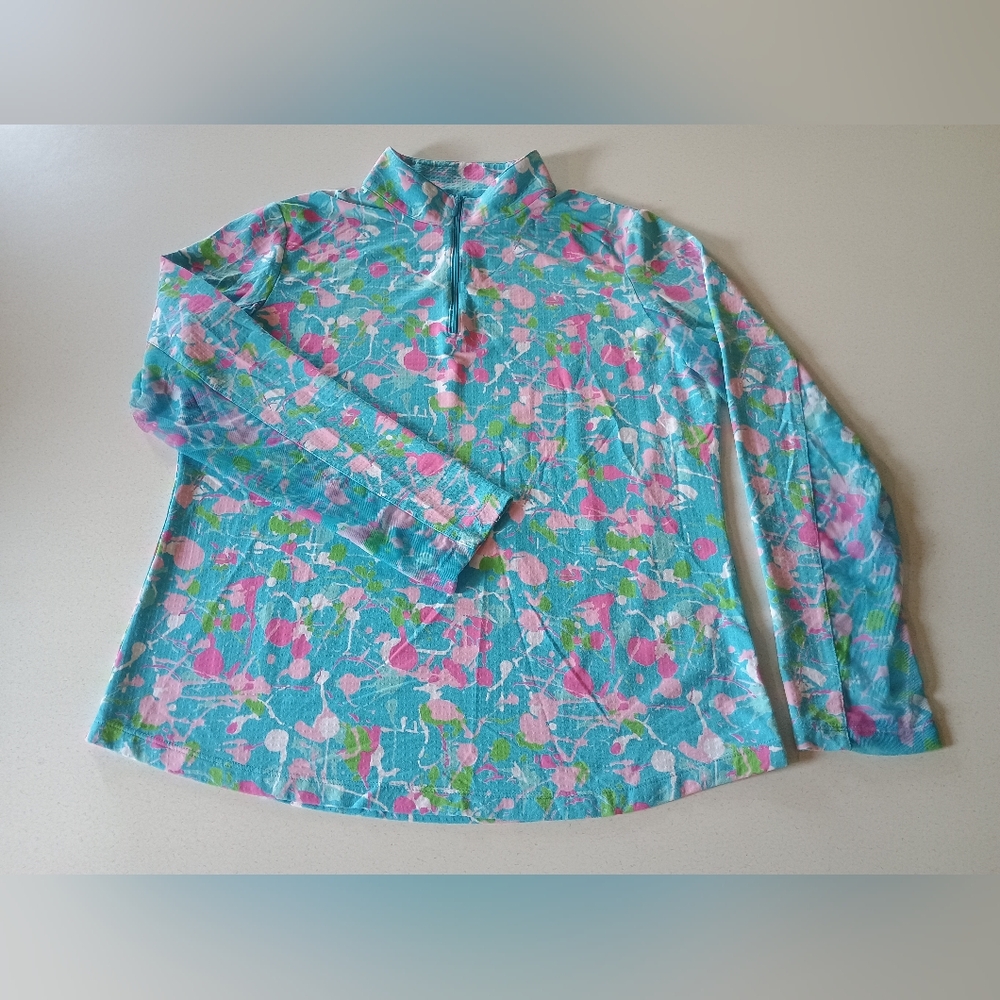 IBKÜL Women’s "Denis" Aqua/Pink/Green Long-sleeve Shirt - Large (L) - EUC